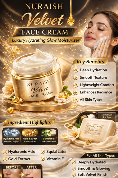 NURAISH Velvet Face Cream | Luxury Hydrating Glow Moisturizer